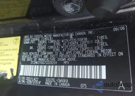 2007 Lexus Rx 350 z USA, uszkodzony, nr VIN 2T2HK31U67C028204